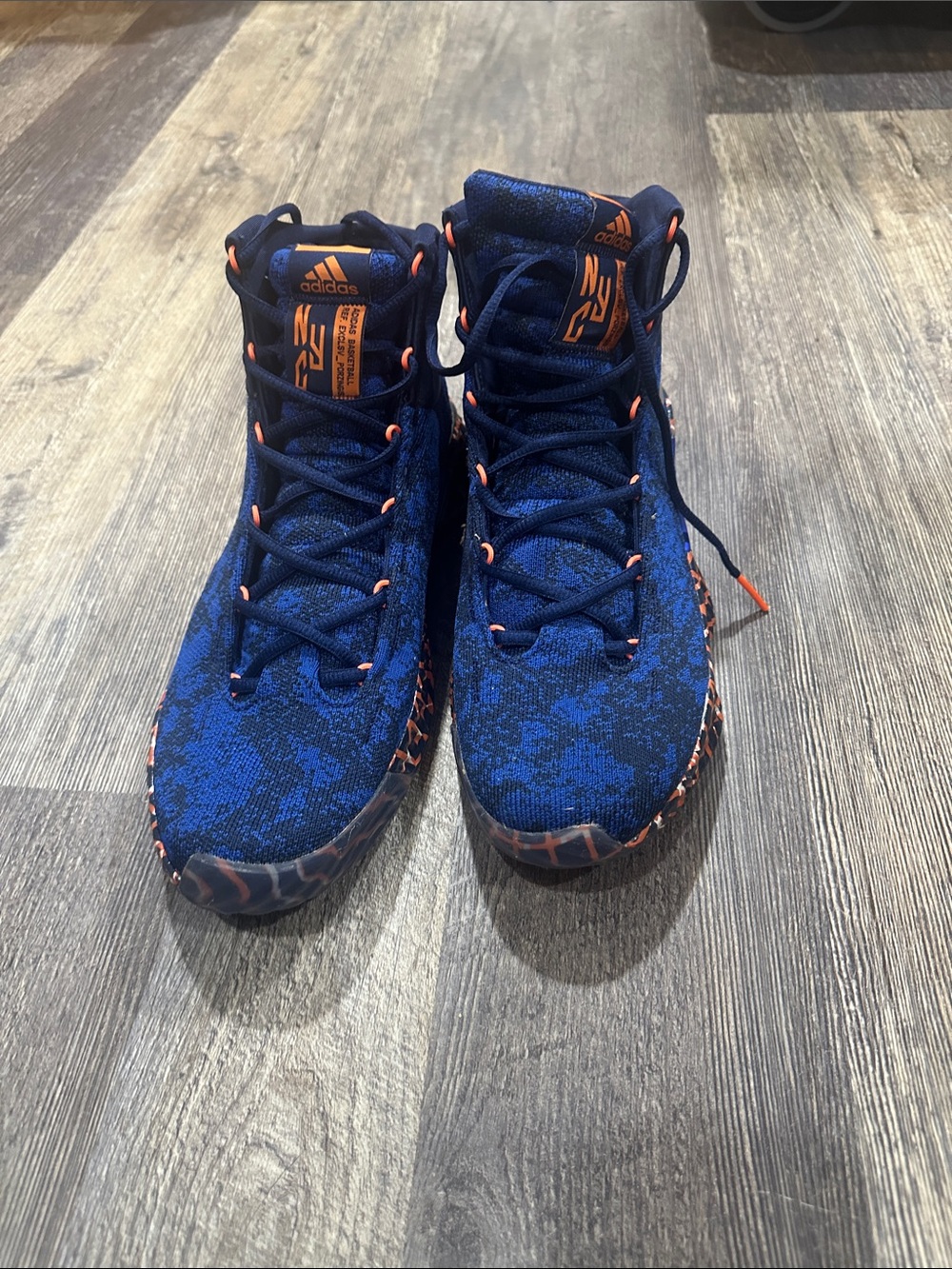 adidas  Blue and Orange High-Top Sneakers